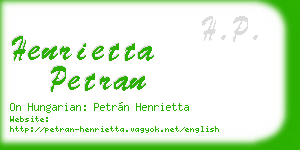 henrietta petran business card